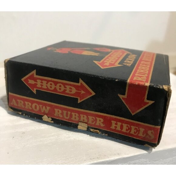 Vintage Hood Arrow Rubber Heels Size 10-11 Black New Old Stock - Picture 4 of 8